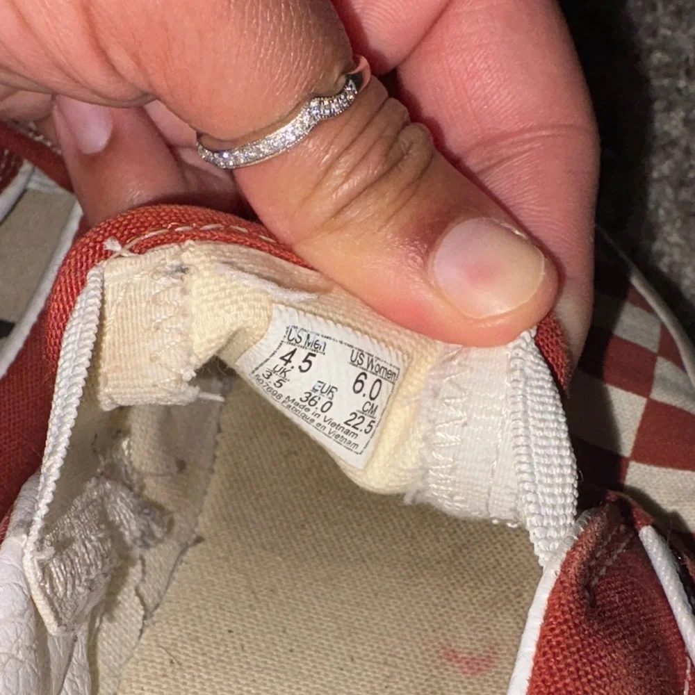 Women’s vans  Red and White Checkered Slip-On Sneakers - Picture 5 of 5